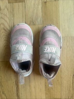 Nike Kids Pink and Gray Slip-On Athletic Sneakers